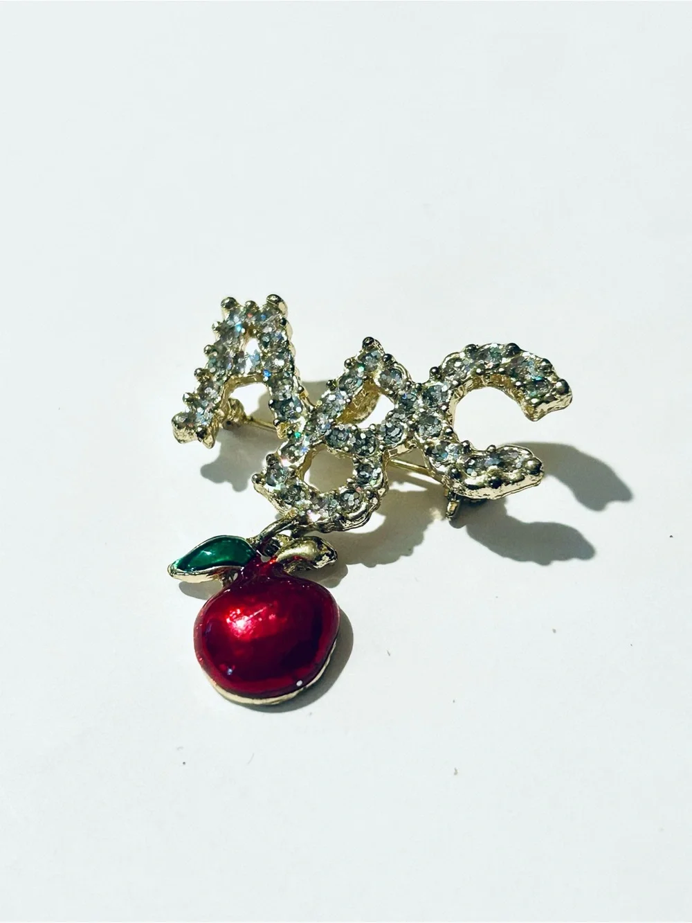 ABC and Apple Brooch Pendant, Teacher Gifts